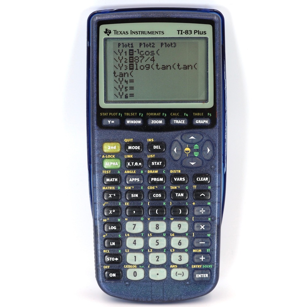 Texas Instruments TI-83 Plus Graphing Calculator Blue Translucent School Math